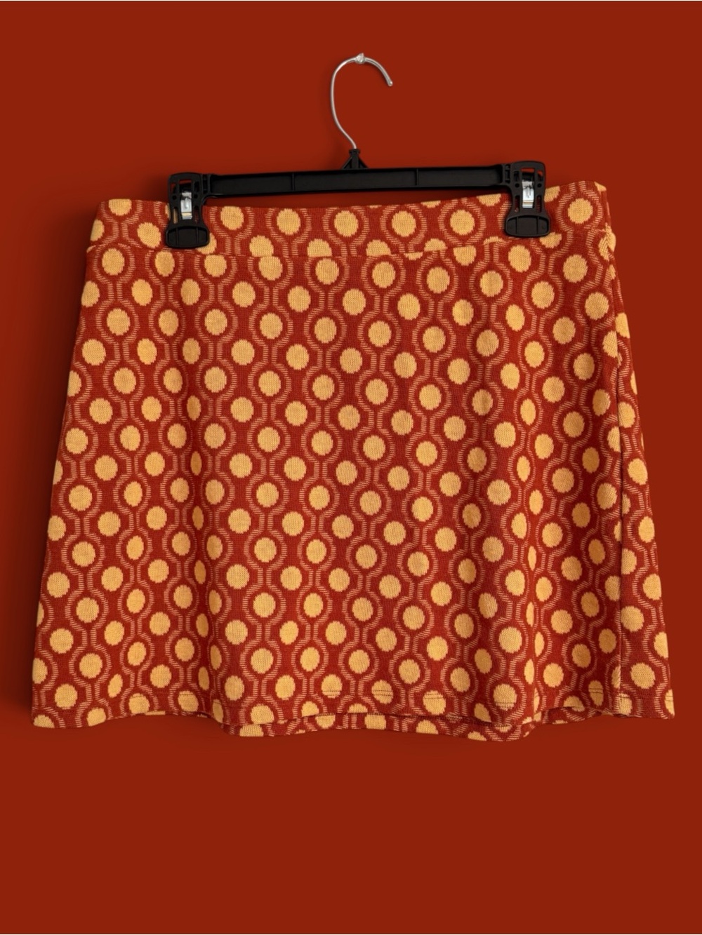 ✨ Zara Orange Printed Geometric Jacquard Mini Skirt ✨ Size Large